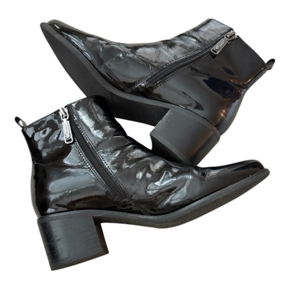 Blondo Elvina Black Patent Leather Classic Stylish Ankle Boots Booties sz 8